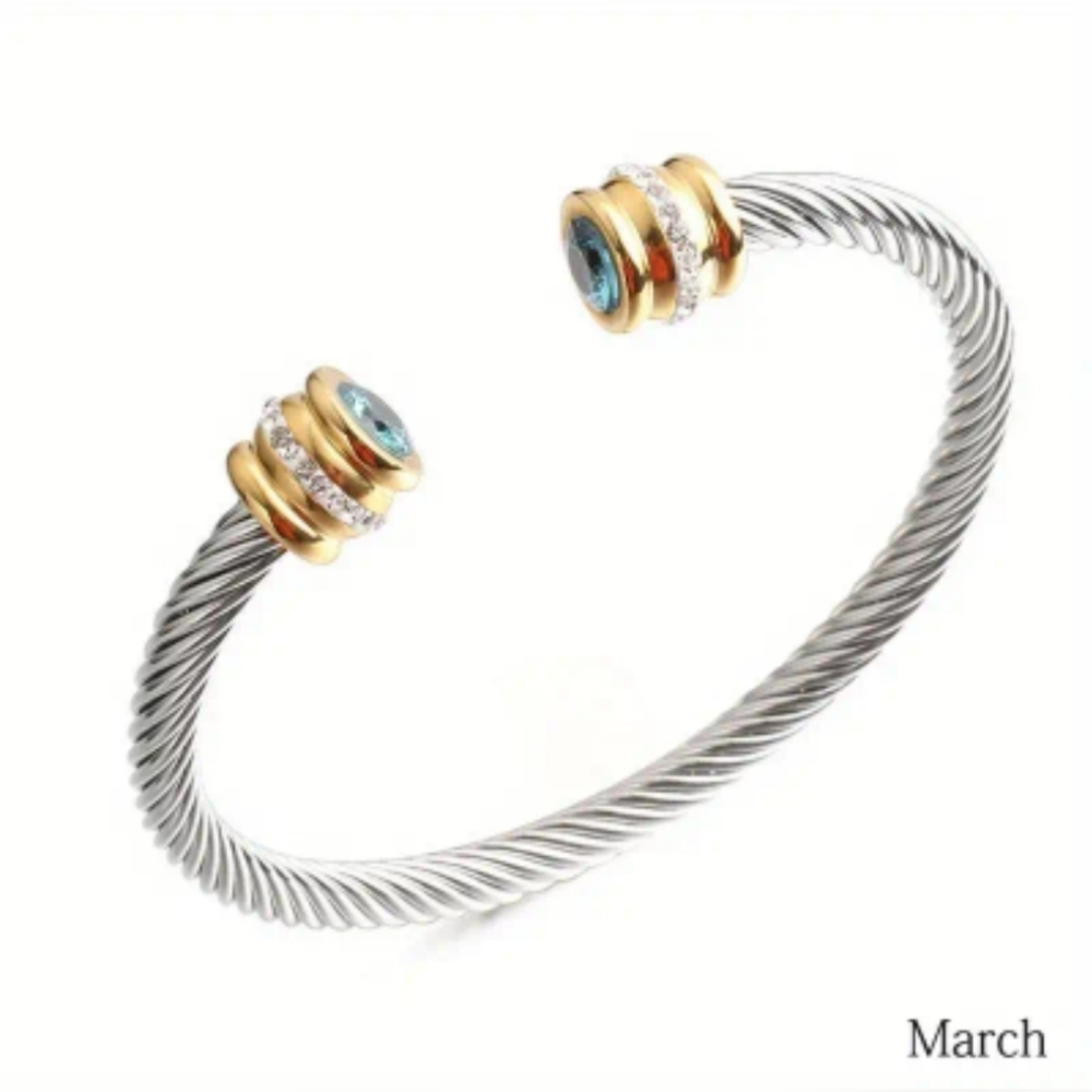 Stainless Steel Bracelet Colorful Artificial Diamond Aquamarine or Light… - Picture 6 of 7